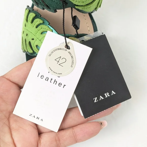 NWT Zara Suede Tropical Heels - Picture 7 of 16